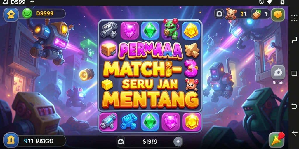 Screenshot permainan DS99 dengan grafis menarik dan gameplay Match-3.
