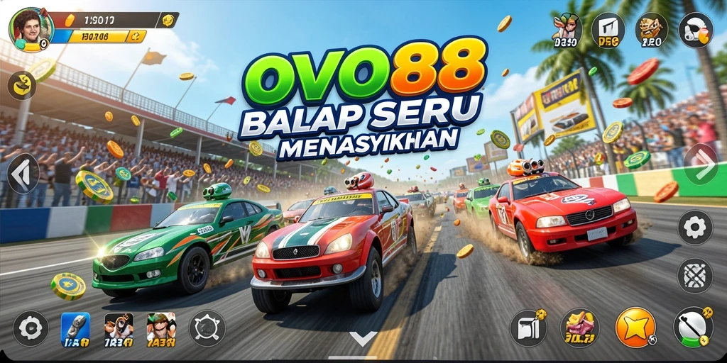 Tangkapan layar OVO88 memperlihatkan aksi balap yang seru dan grafik menawan.