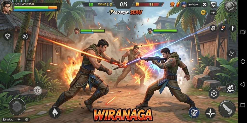 Tampilan gameplay seru di WIRANAGA dengan aksi taktis.